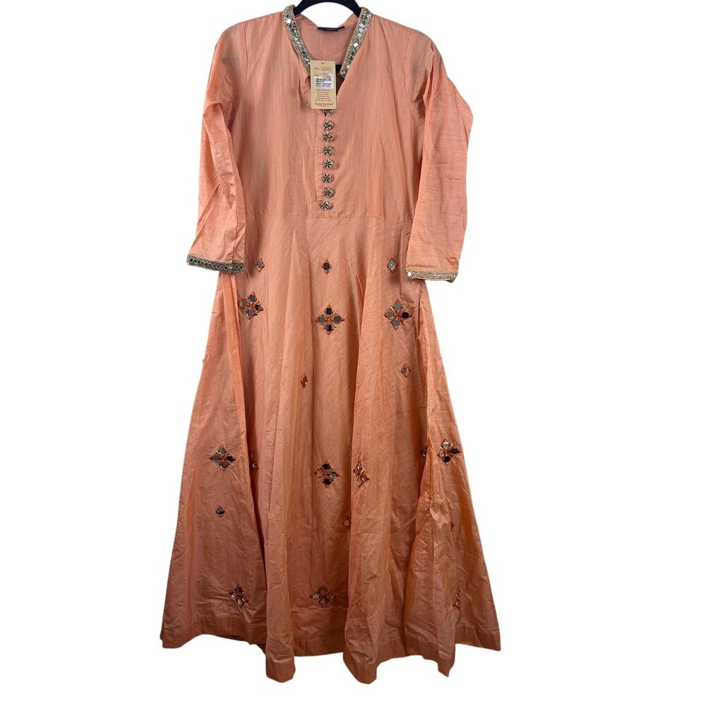 NWT Vanita Boutique Peach Embellished‎ Anarkali Kurti Dress